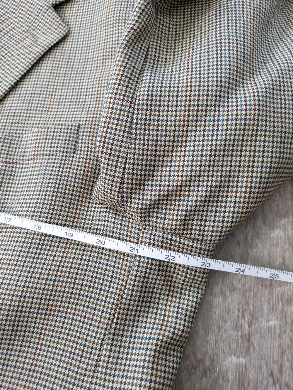 Vtg Chaps Ralph Lauren Mens Tweed Houndstooth Multicolor Brown Wool Blazer 44R‎